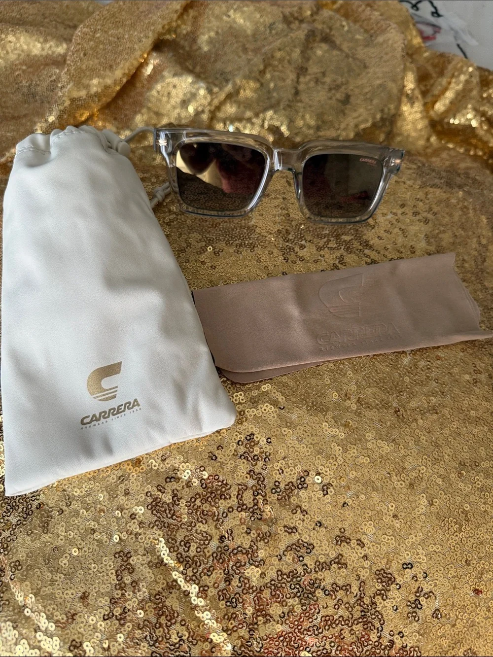 Carrera Clear Frame Sunglasses with Gray Smoke Lenses - Men